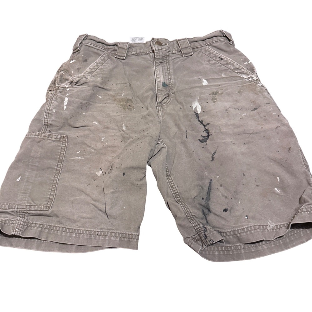 Carhartt B147 LBR Distressed Painter Carpenter Shorts Tan 31 Gorpcore Rugged